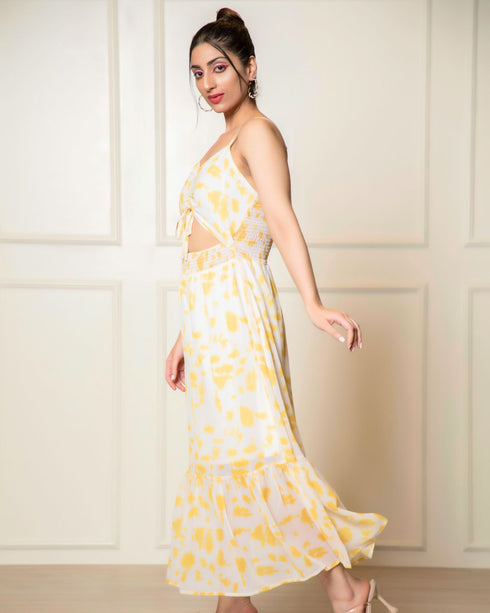 Women's Cut-Out A-Line Maxi Dress – Floral & Flowy