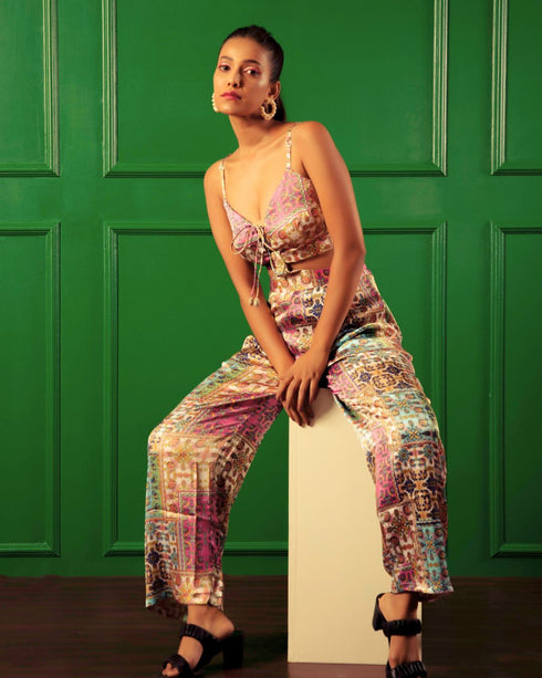 Stylish Printed Jumpsuit – Drawstring Waist for Perfect Fit
