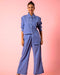 Cotton Two Piece Denim Blue Coord Set