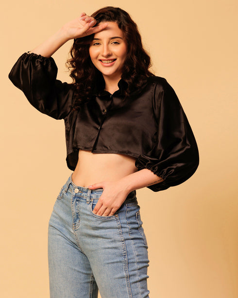 Chic Cropped Satin Shirt – Silky Smooth & Perfect for Day-to-Night Styling