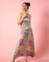 Printed Tie-Back Satin Maxi Dress