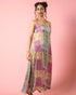 Printed Tie-Back Satin Maxi Dress