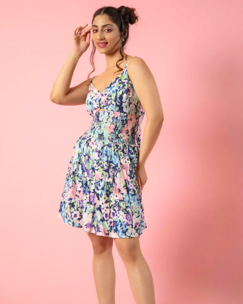 Stretchable A-Line Crepe Fit Mini Dress