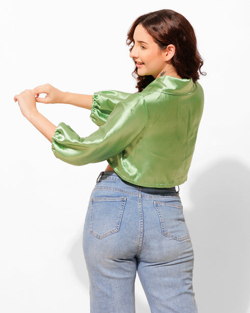 Cropped Satin Shirt – Luxe & Sleek Fit