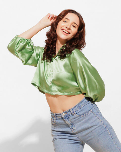Chic Cropped Satin Shirt – Silky Smooth & Perfect for Day-to-Night Styling