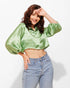 Satin Cropped Shirt for Women – Luxe & Trendy