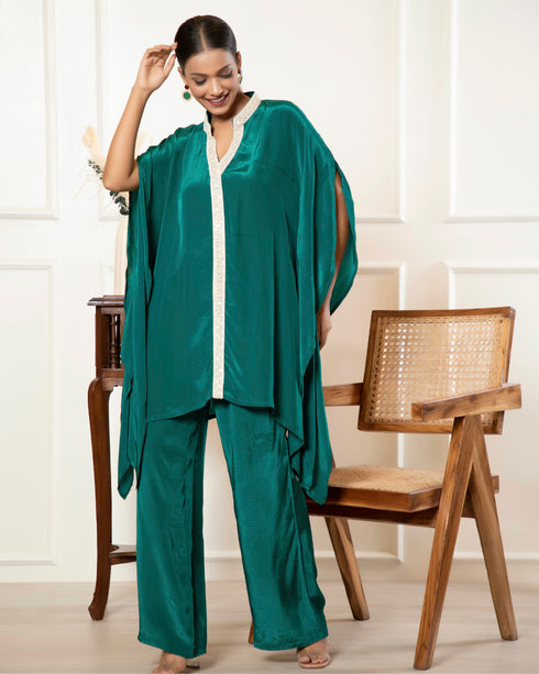 Kaftan Style Co-ord Set in Crepe – Two Piece Comfort Wear