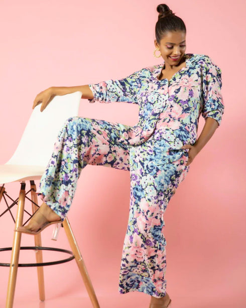 Floral Printed Matching Coord Set – 2 Piece Stylish Set for Casual and Party Wear