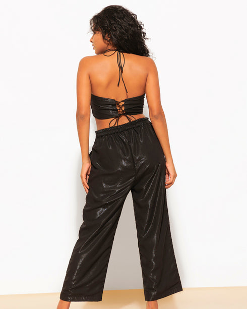 Three Piece Shimmer Co-ord Set – Bralette, Shirt & Pants