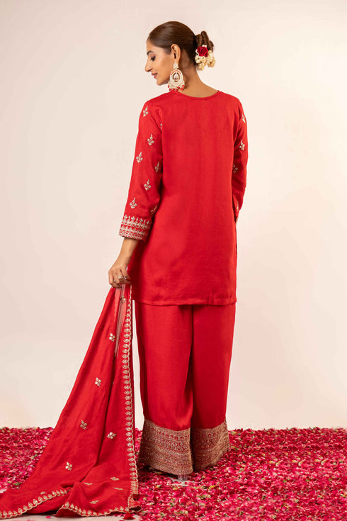 Red Radiance Bridal Kurta 3Pc Set