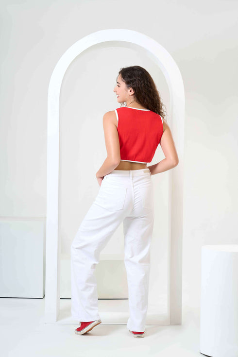 Rib Cotton Sleeveless Crop Top