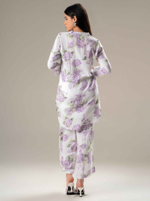 Printed Long Sleeves Pure Cotton Shirt With Trousers