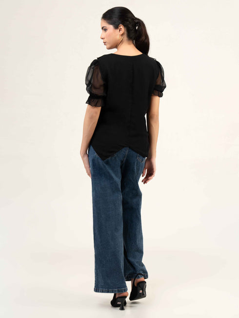 Women Fandi Frill Neck Top