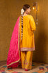 Silk Yellow Embroidered 3Pc Farsi Suit