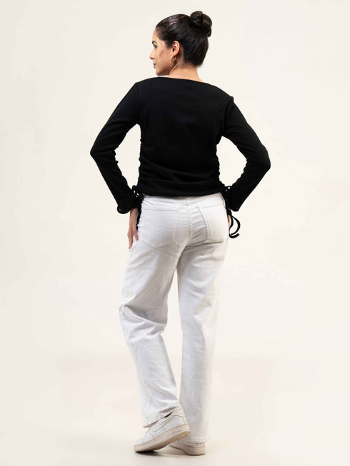 Women Rib Cotton Full Sleeve Top