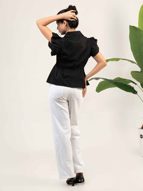 Women Cotton Flutter Sleeve Top