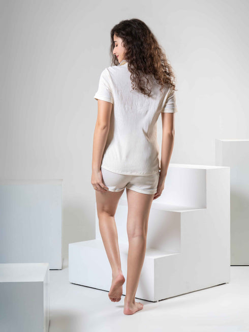 Women Cotton Bubble Night Suit-Shorts