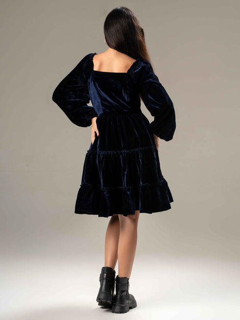 Velvet Blue Flair Dress