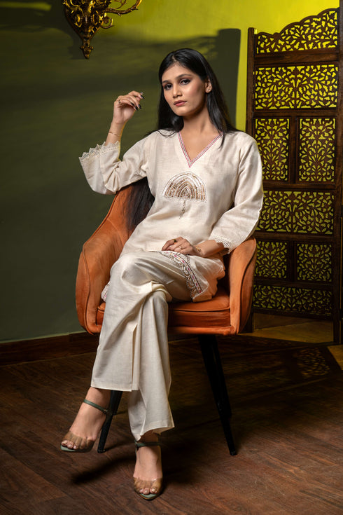 Ivory Handwork 2-Piece Kurta Set