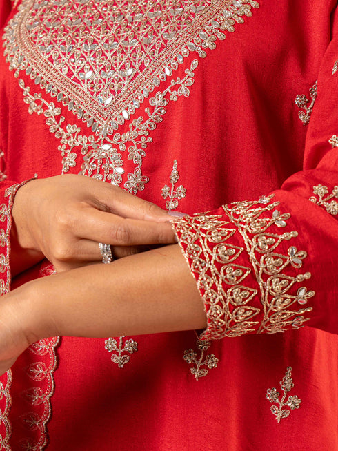 Red Radiance Bridal Kurta 3Pc Set