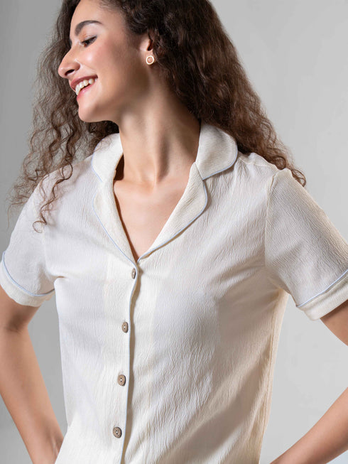 Women Cotton Bubble Night Suit-Shorts