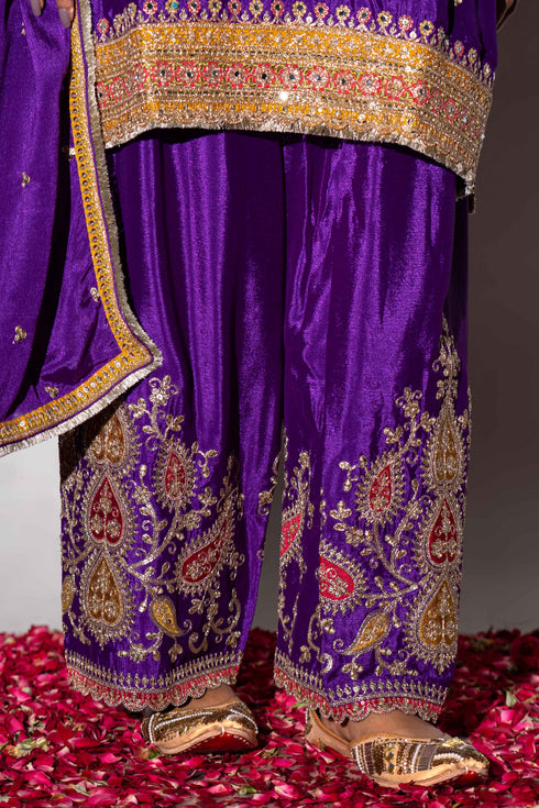 Majestic Violet Bridal Farsi 3 Piece Suit
