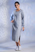 Women's Knitted Cotton Woolen Rib-Cuff Straight Midi Dress