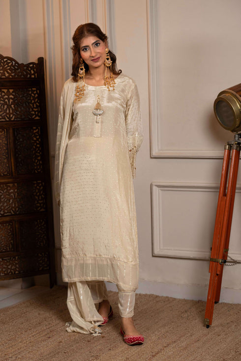 Golden Aura 3-Piece Kurta Ensemble