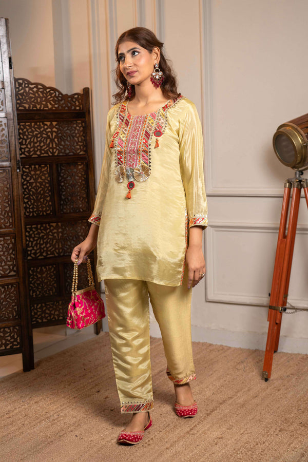 Festive Yellow Golden 2-Piece Co-ord Set