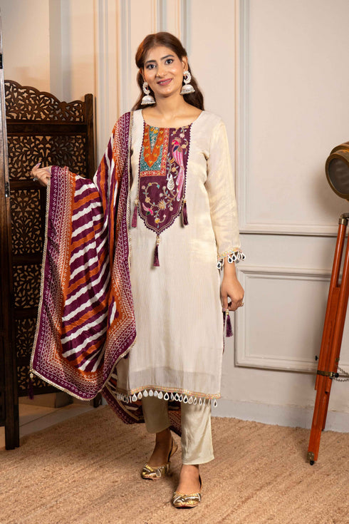 Festive Flow 3-Piece Lahariya Kurta Set