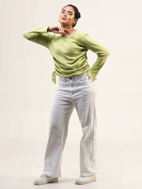 Women Rib Cotton Full Sleeve Top