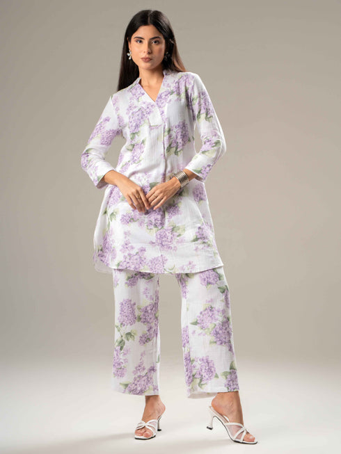 Printed Long Sleeves Pure Cotton Shirt With Trousers