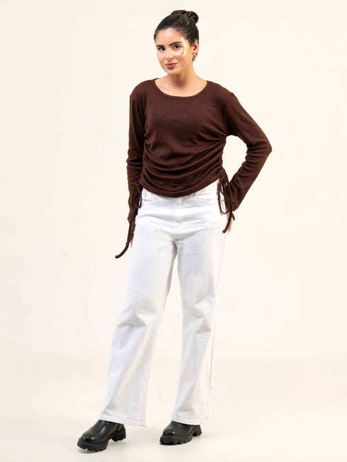 Women Rib Cotton Full Sleeve Top