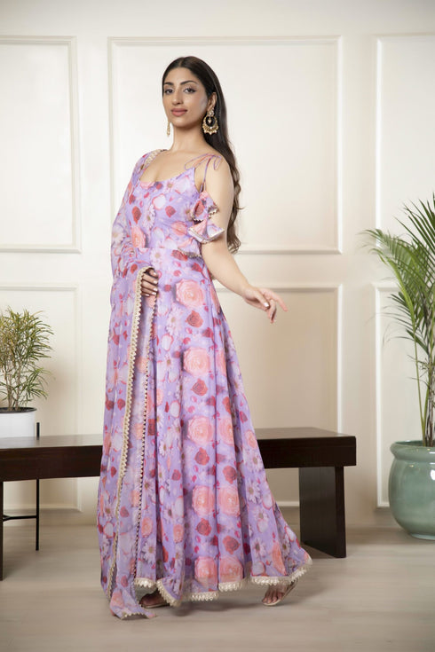 Women’s Floral Anarkali Set – 2 Piece Set for Special Occasions