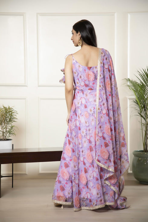 Women’s Floral Anarkali Set – 2 Piece Set for Special Occasions