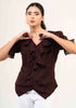 Women Fandi Frill Neck Top
