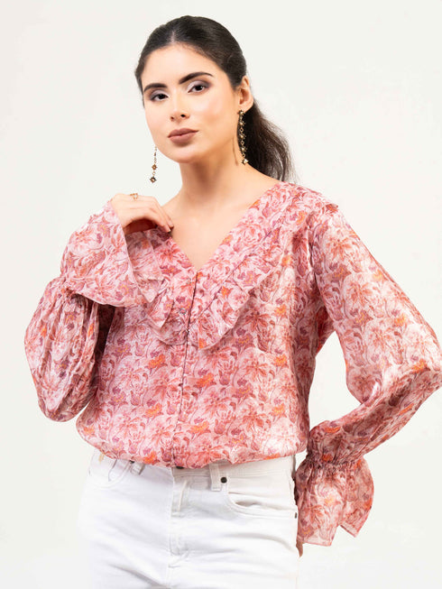 Women Fandi Floral Printed Top
