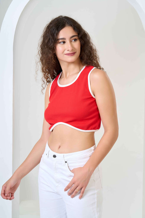 Rib Cotton Sleeveless Crop Top