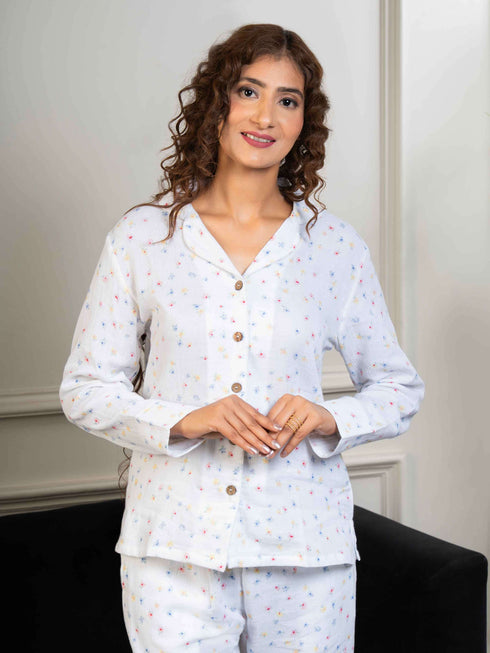 Printed Organic Cotton Night Suit for Women
