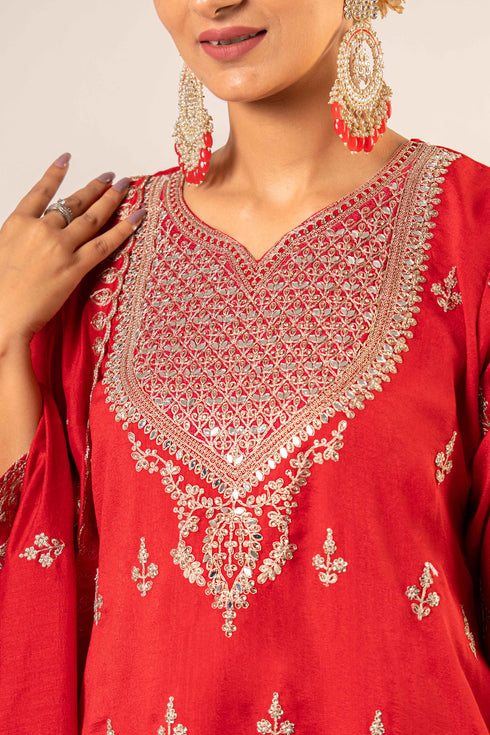 Red Radiance Bridal Kurta 3Pc Set