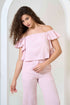Frill Crop Top with Flared Trousers Co-Ord Sets