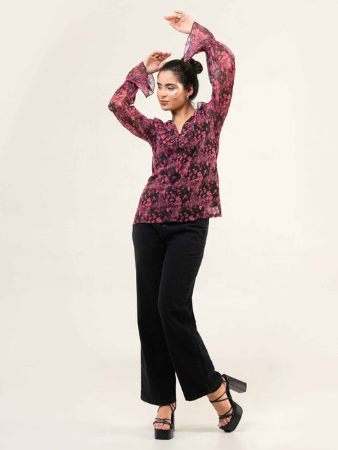 Women Fandi Floral Printed Top
