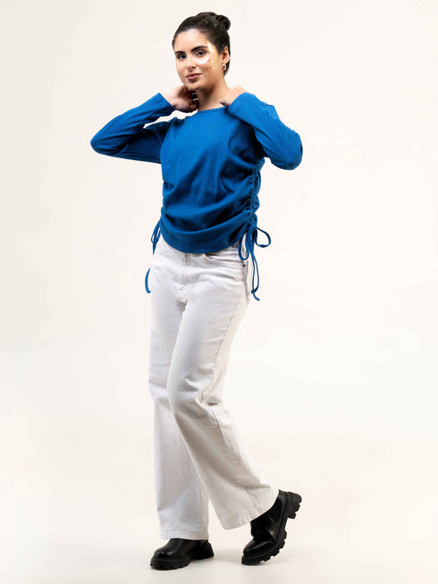 Women Rib Cotton Full Sleeve Top