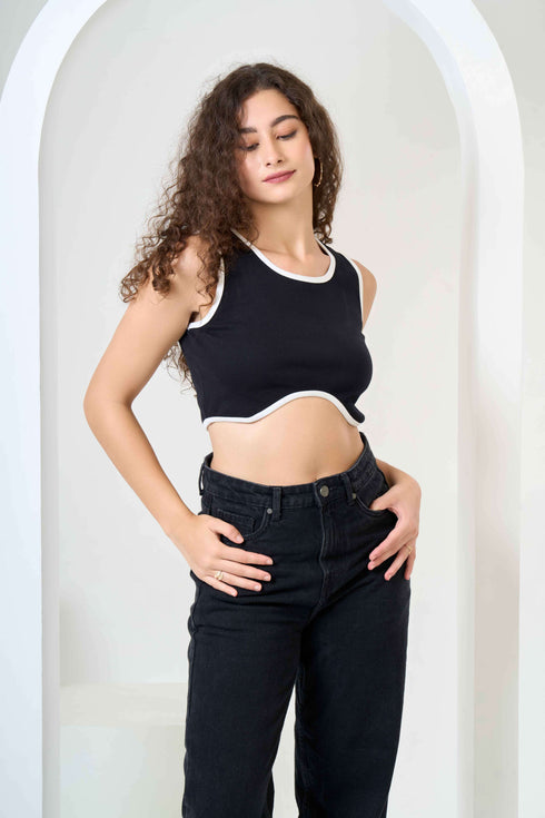 Rib Cotton Sleeveless Crop Top