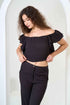 Frill Crop Top with Flared Trousers Co-Ord Sets