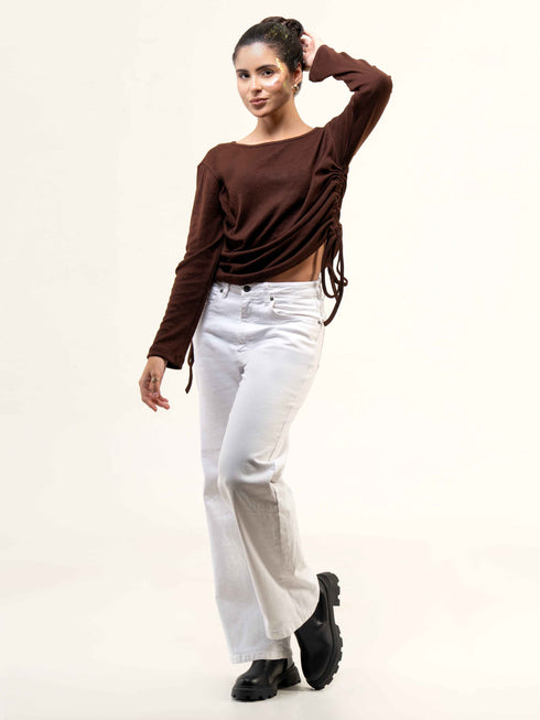 Women Rib Cotton Full Sleeve Top