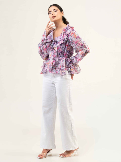 Women Fandi Floral Printed Top