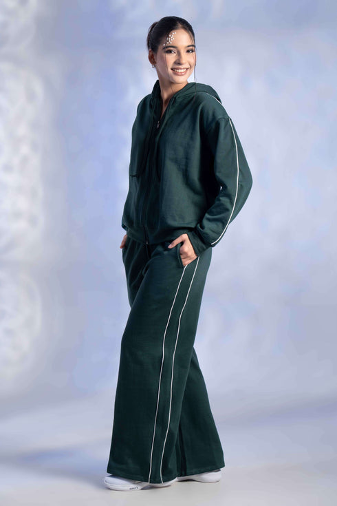 Women’s Knitted Cotton Wool Blend Zip-Up Hoodie Co-Ord Set