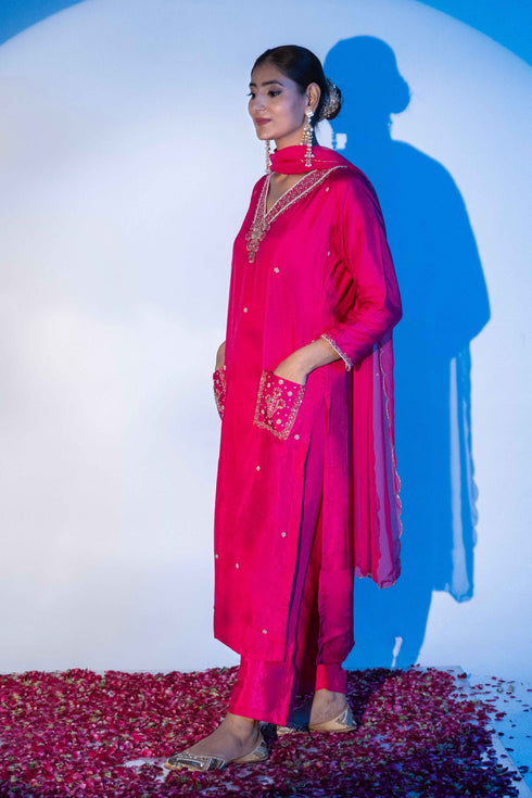 Festive Hot Pink 3 Piece Outfit with Pocket