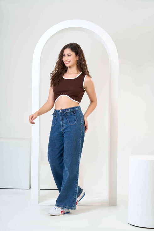 Rib Cotton Sleeveless Crop Top